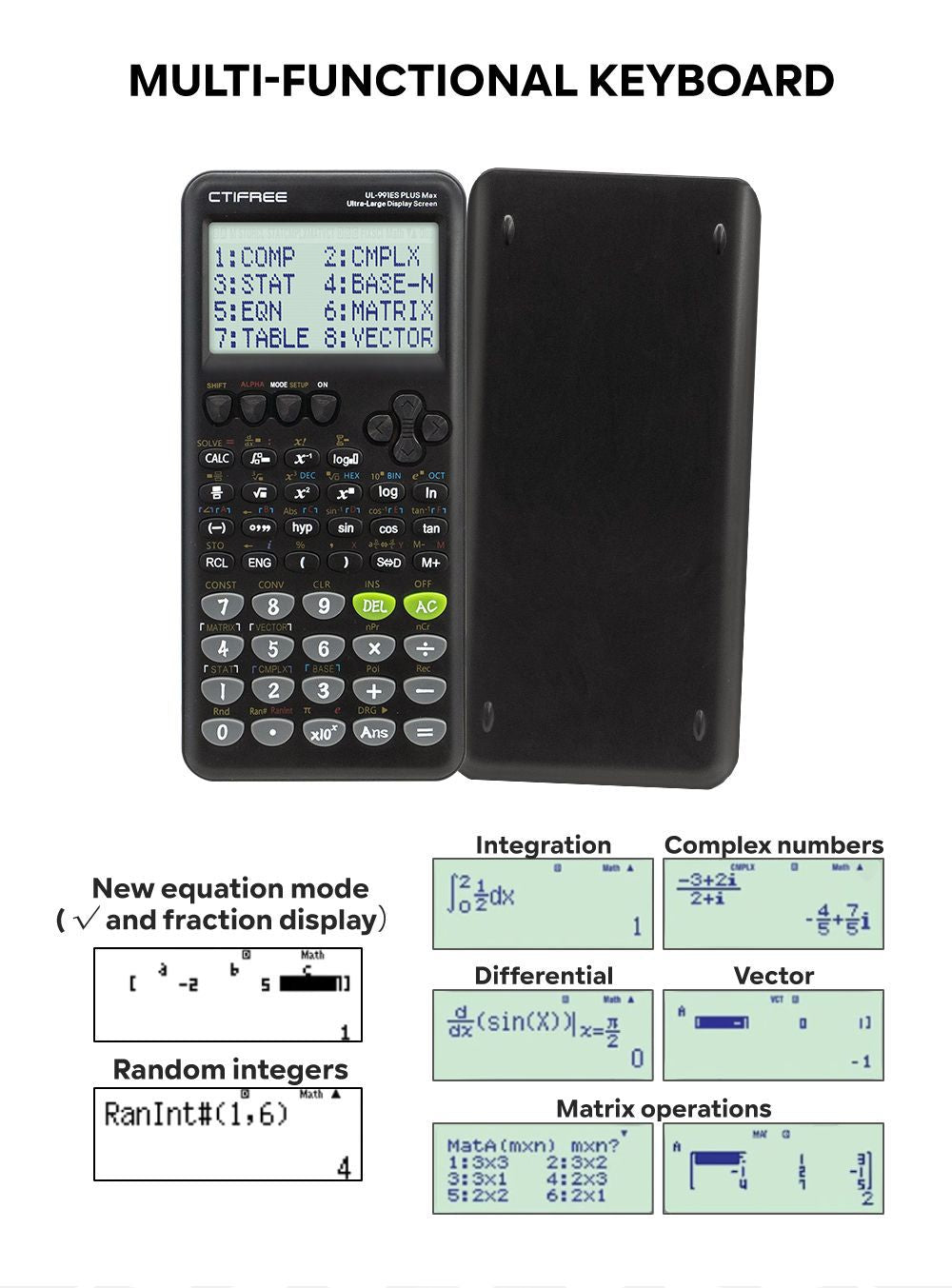 Advanced Scientific Calculator with 417 Functions & Large Natural Textbook Display(black)