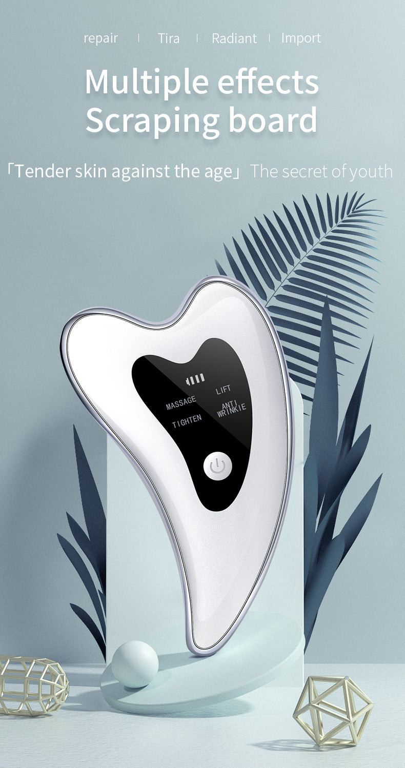 Electric Gua Sha Facial Massager with Heat, Vibration & LED Light Therapy - 4-in-1 Scraping Tool for Face Lifting, Skin Tightening & Anti-Wrinkle(White)