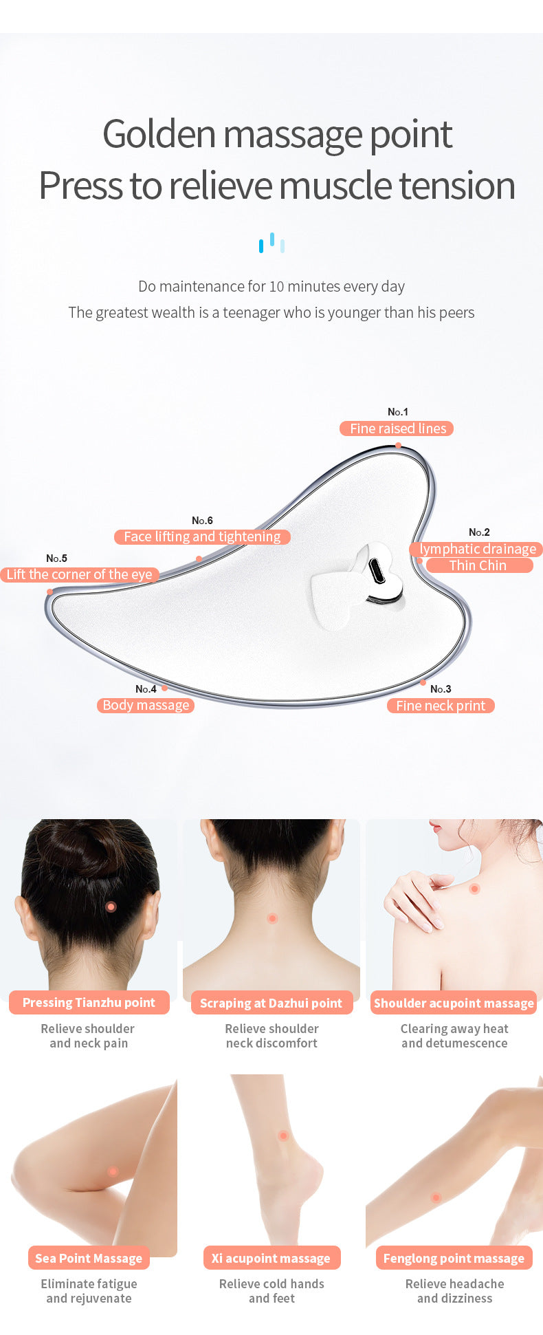 Electric Gua Sha Facial Massager with Heat, Vibration & LED Light Therapy - 4-in-1 Scraping Tool for Face Lifting, Skin Tightening & Anti-Wrinkle(White)