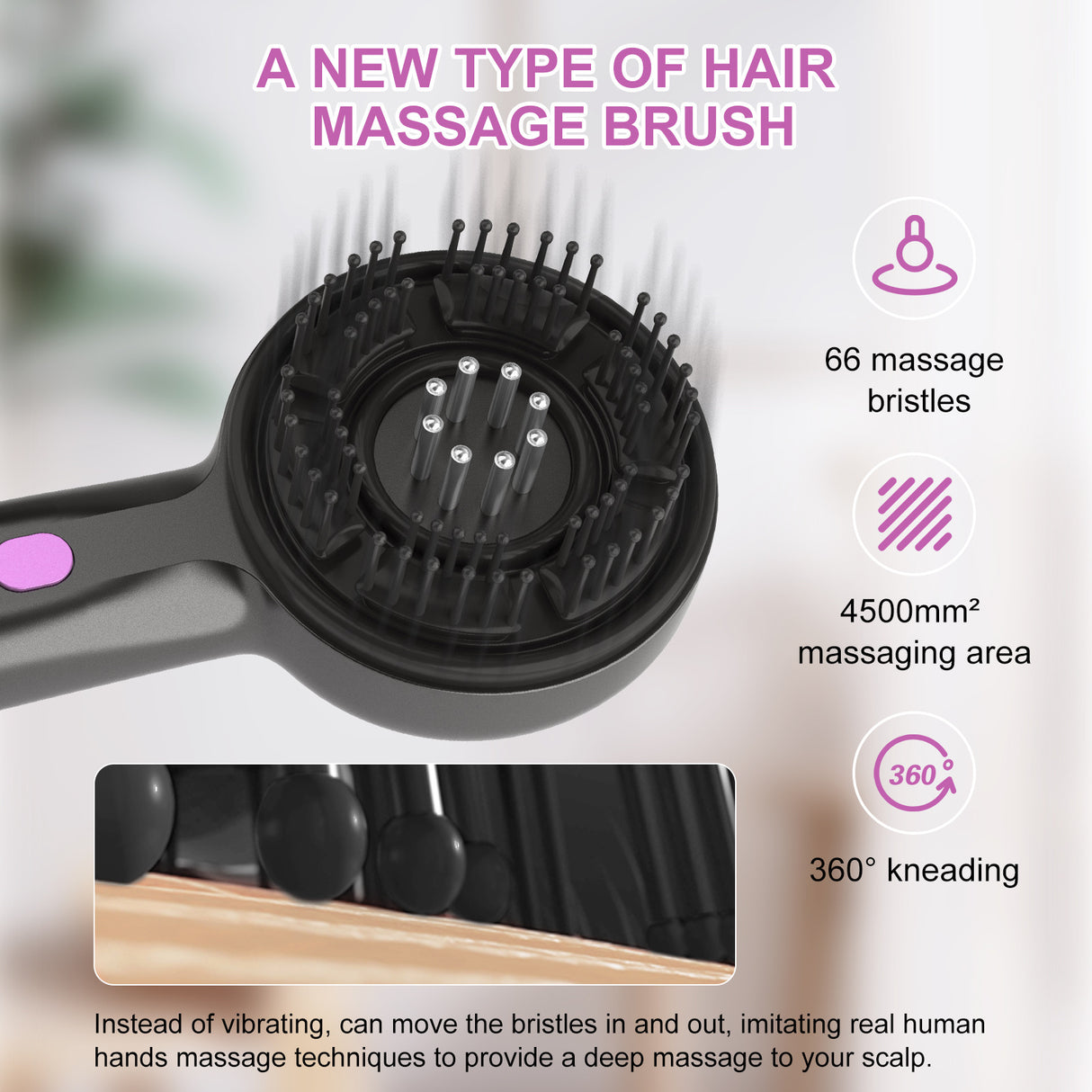 Electric Scalp Massager & Essential Oil Applicator Brush - 360 Kneading, 3 Modes, USB-C Rechargeable(black)