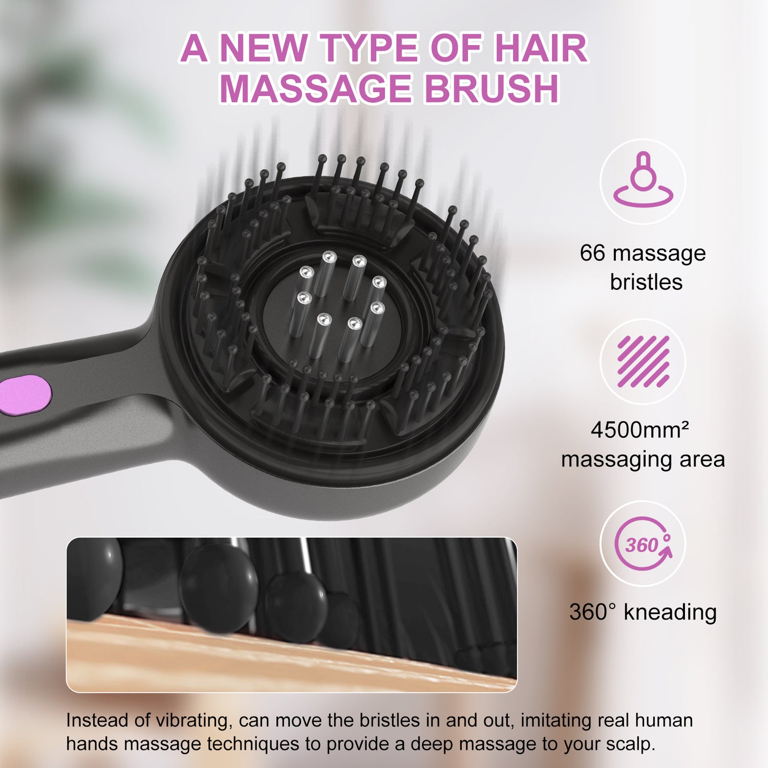 Electric Scalp Massager & Essential Oil Applicator Brush - 360 Kneading, 3 Modes, USB-C Rechargeable(black)