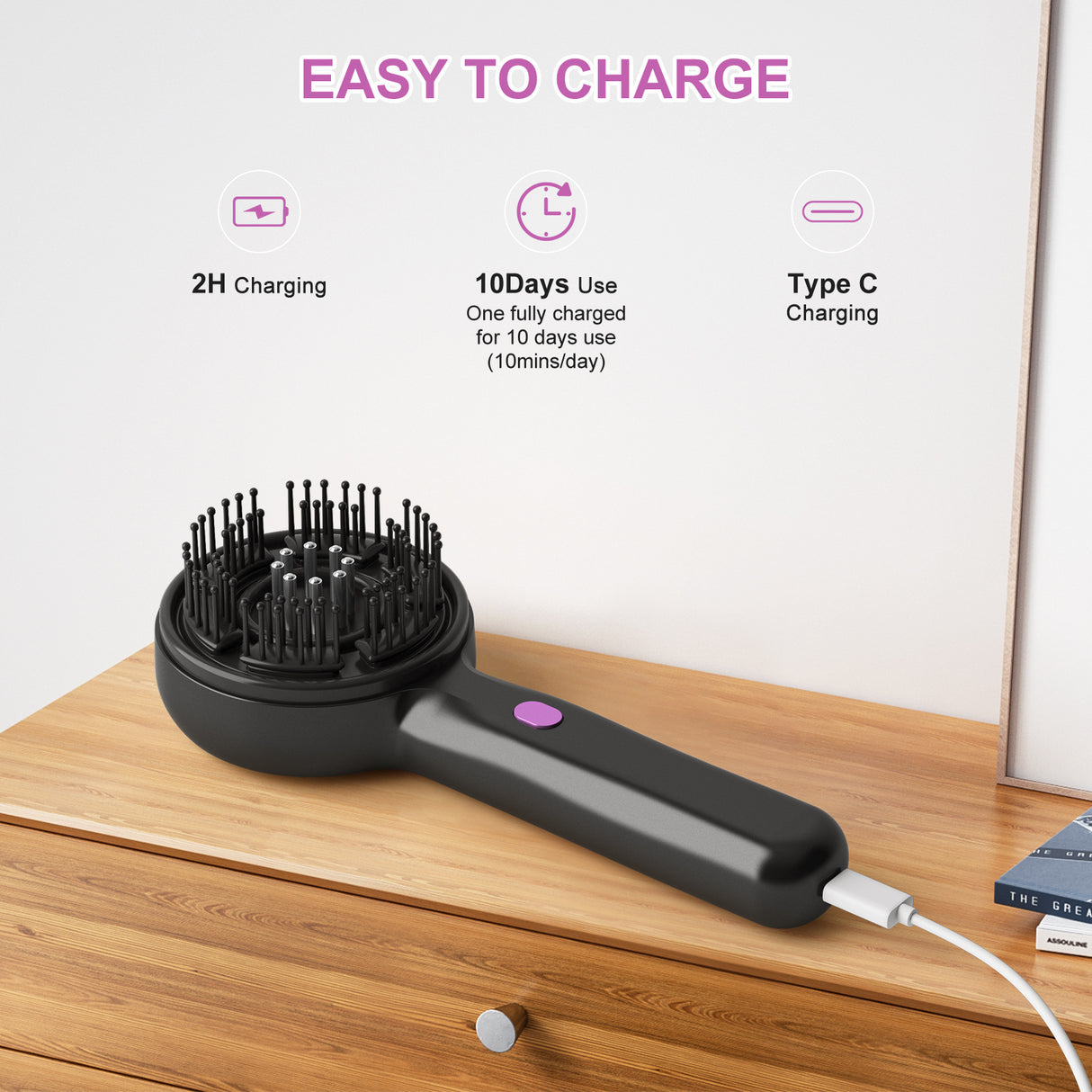 Electric Scalp Massager & Essential Oil Applicator Brush - 360 Kneading, 3 Modes, USB-C Rechargeable(red)