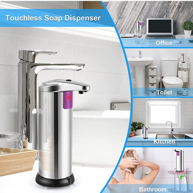 Touchless Automatic Soap Dispenser - Stainless Steel, Adjustable Volume, Infrared Sensor for Kitchen & Bathroom(Silver)