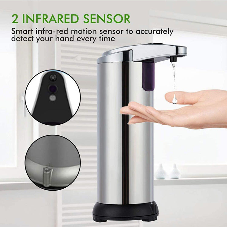 Touchless Automatic Soap Dispenser - Stainless Steel, Adjustable Volume, Infrared Sensor for Kitchen & Bathroom(Silver)