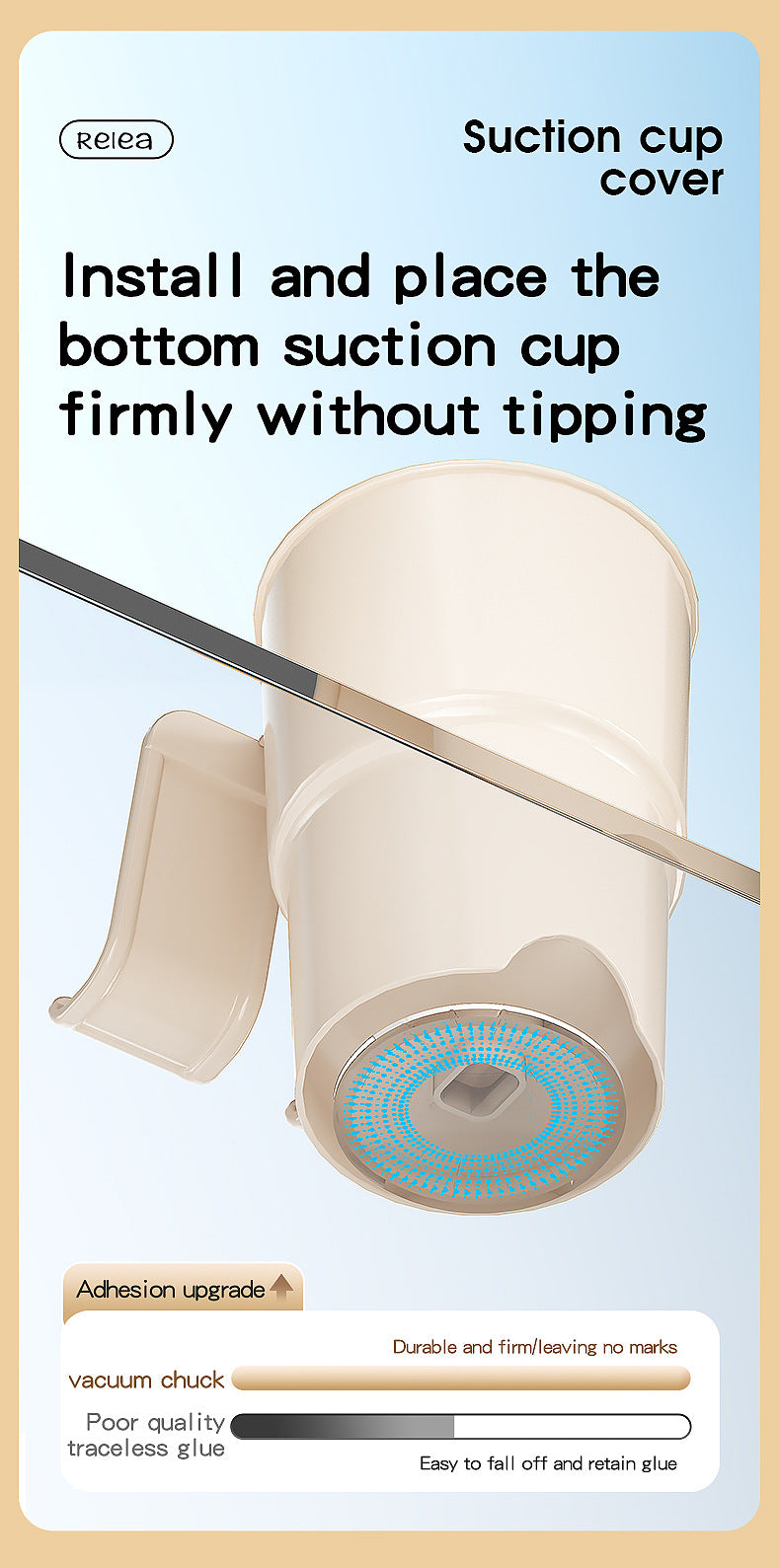 Multi-Purpose Anti-Spill Cup Holder with Suction Base & Detachable Phone Stand(black)