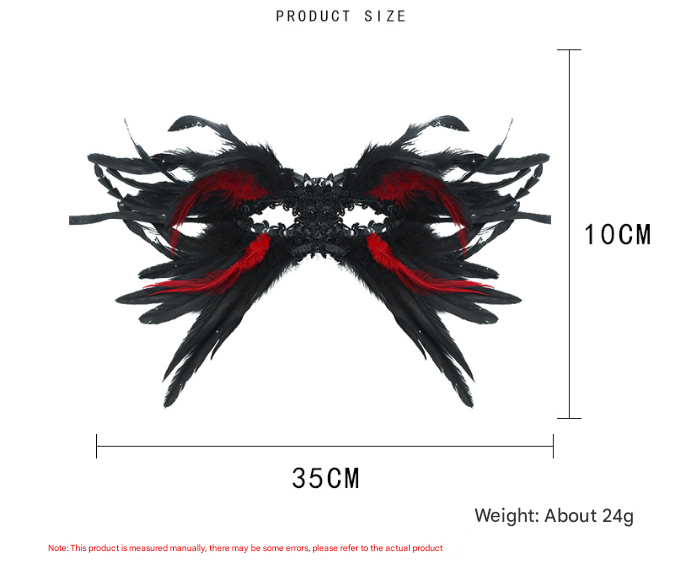 Black Mysterious Gothic Feather Masquerade Mask - Black Angel Wing Venetian Party Costume