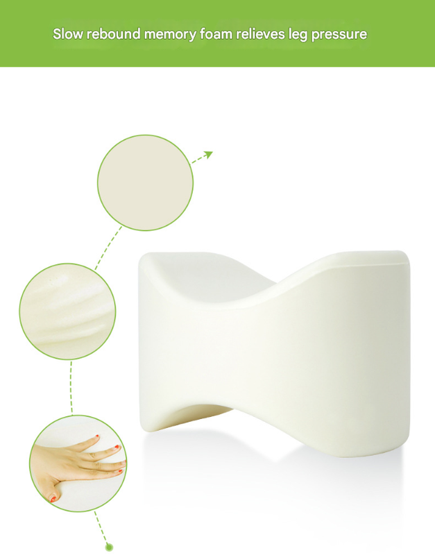 Grey Ergonomic Memory Foam Knee Pillow for Side Sleepers - Leg Positioner for Sciatica, Back, Hip & Joint Pain Relief