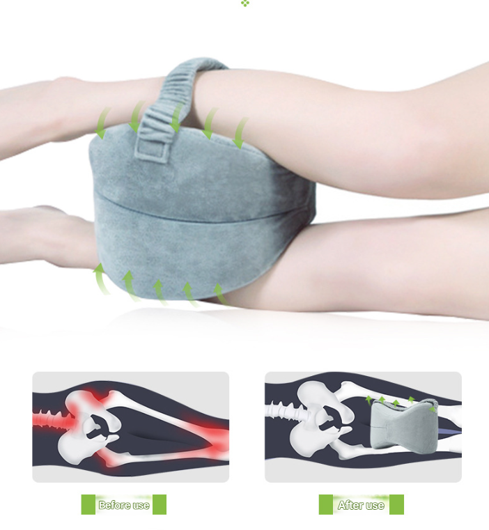 Blue Ergonomic Memory Foam Knee Pillow for Side Sleepers - Leg Positioner for Sciatica, Back, Hip & Joint Pain Relief