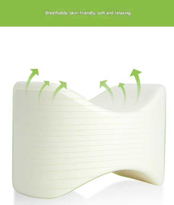 Blue Ergonomic Memory Foam Knee Pillow for Side Sleepers - Leg Positioner for Sciatica, Back, Hip & Joint Pain Relief