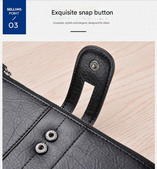 Black Men's Vintage PU Leather Long Wallet - High Capacity Dual Zipper Clutch with Phone & Card Slots