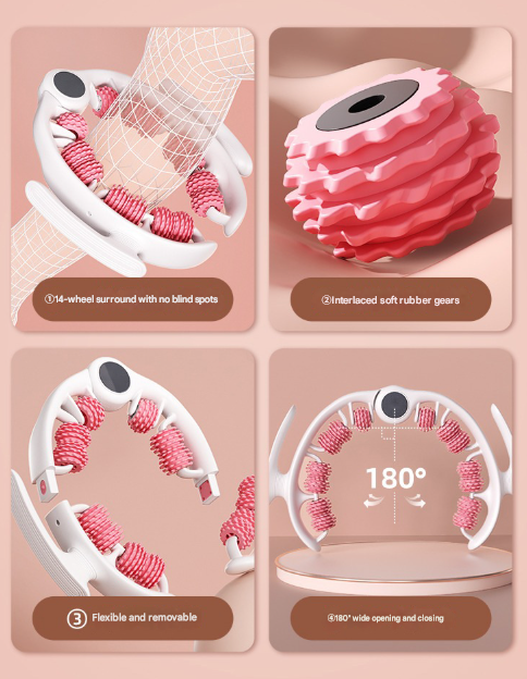 Pink U-Shape 360 Degree Massage Roller - Multi-Functional Leg, Arm & Neck Massager for Muscle Relief & Recovery