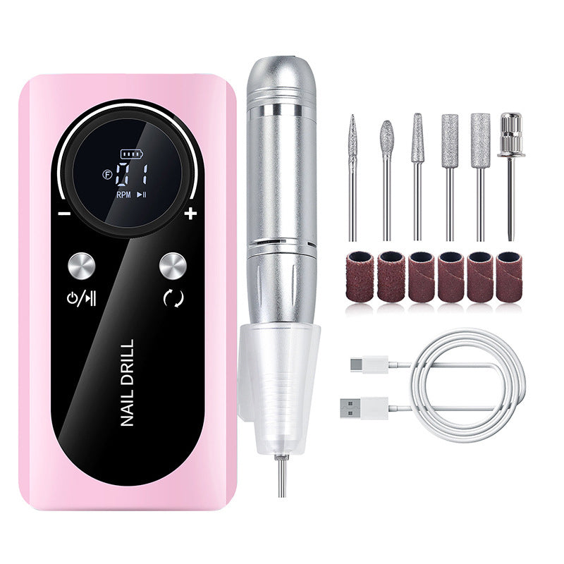 Pink Professional Rechargeable Nail Drill Machine - 45000RPM Portable E-File Kit for Acrylic, Gel, Polishing & Manicure