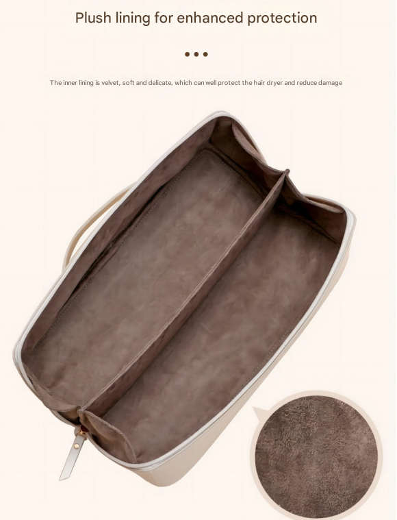 White Premium PU Leather Travel Case for Hair Styling Tools - Double Layer Waterproof Organizer Bag for Hair Dryer, Curler & Straightener