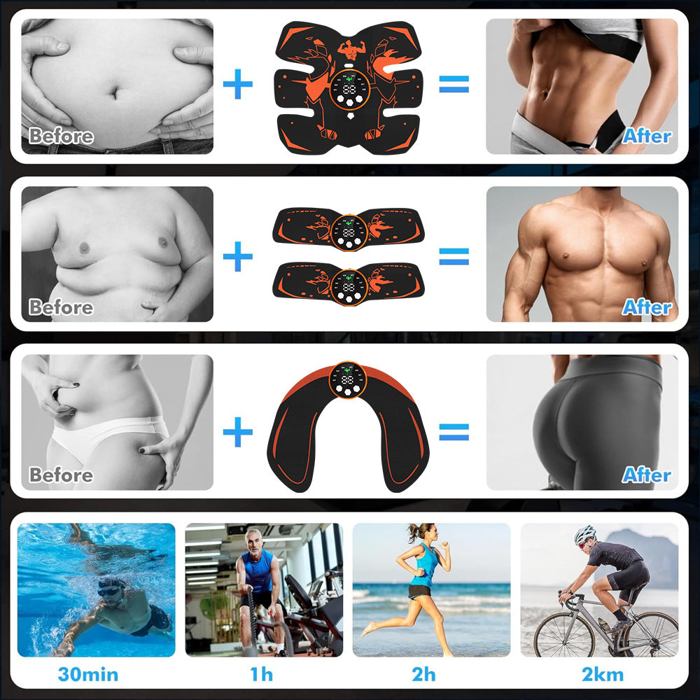 Black and Blue Ultimate EMS Muscle Stimulator Kit - USB Rechargeable Abdominal & Full Body Toner for Abs, Arms, and Glutes