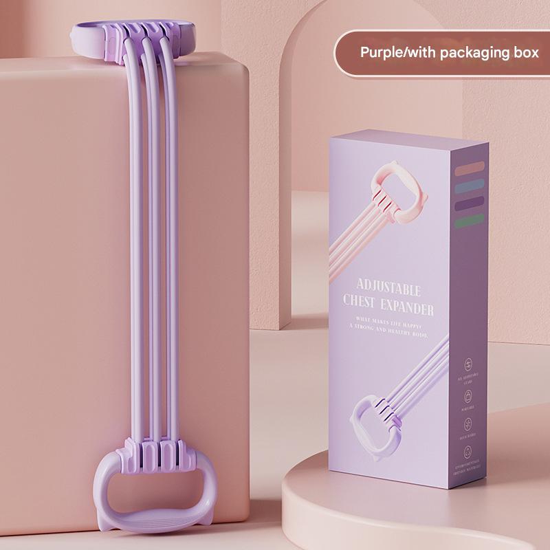 Purple Adjustable Resistance Chest Expander with 6 Levels - Cute Cat Ear Puller for Full Body Workout