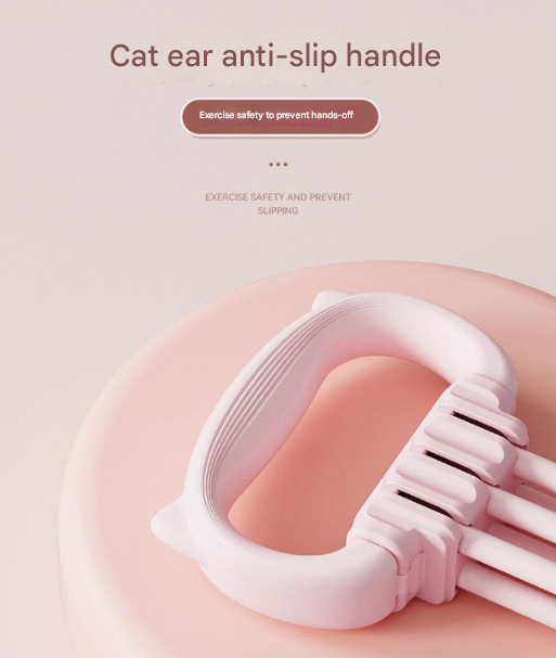 Green Adjustable Resistance Chest Expander with 6 Levels - Cute Cat Ear Puller for Full Body Workout