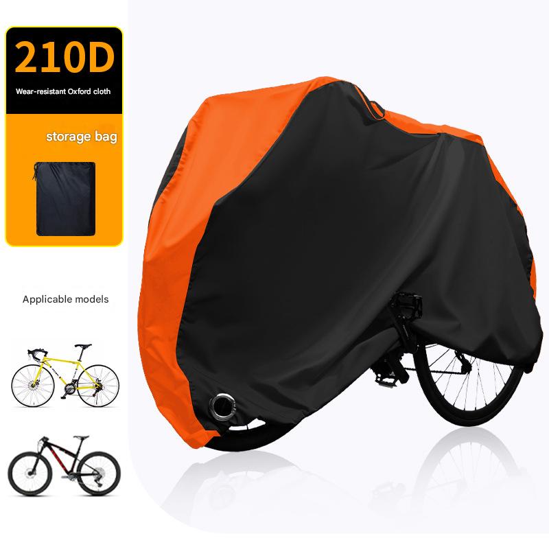 Size XL Black And Orange All-Weather 210D Bicycle Cover - Waterproof & UV-Proof Outdoor Bike Protector with Lock Hole & Storage Bag
