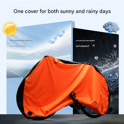 Size L Black All-Weather 210D Bicycle Cover - Waterproof & UV-Proof Outdoor Bike Protector with Lock Hole & Storage Bag