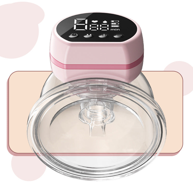 Pink Hands-Free Wearable Electric Breast Pump - Portable, Quiet & Rechargeable with LED Display