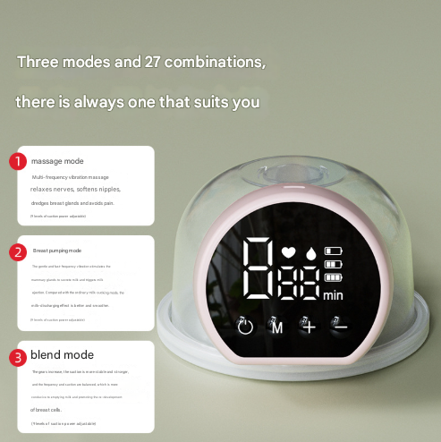 Pink Hands-Free Wearable Electric Breast Pump - Portable, Quiet & Rechargeable with LED Display