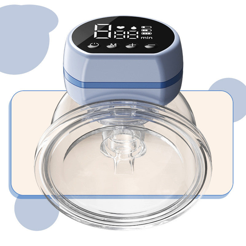 Blue Hands-Free Wearable Electric Breast Pump - Portable, Quiet & Rechargeable with LED Display