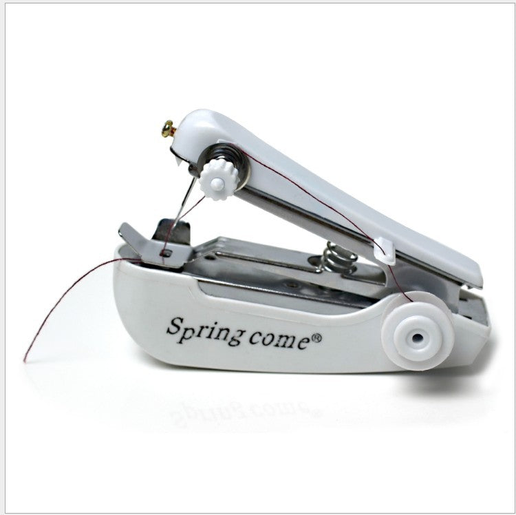 2 Pcs White Portable Mini Handheld Sewing Machine - Manual Stitching Tool for Quick Fabric Repairs
