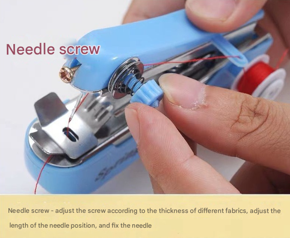 2 Pcs Blue Portable Mini Handheld Sewing Machine - Manual Stitching Tool for Quick Fabric Repairs