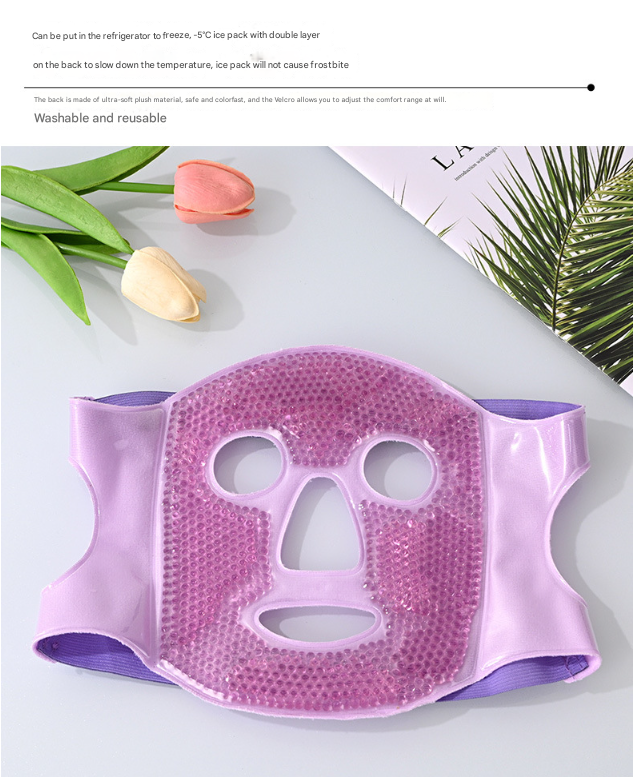 Pink Reusable Cooling Gel Bead Face Mask and Eye Mask Set - Soothing Therapy for Puffy Eyes, Headaches and Facial Relaxation