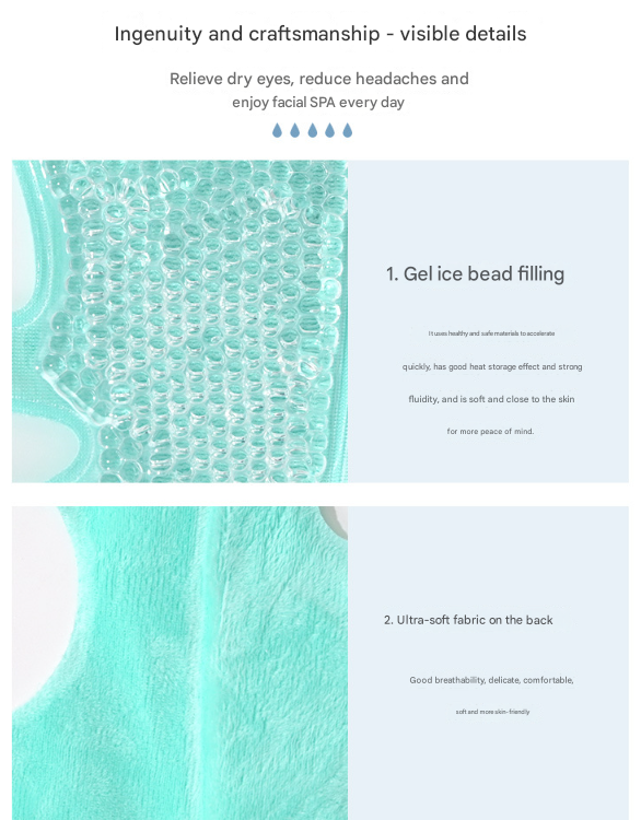 Blue Reusable Cooling Gel Bead Face Mask and Eye Mask Set - Soothing Therapy for Puffy Eyes, Headaches and Facial Relaxation