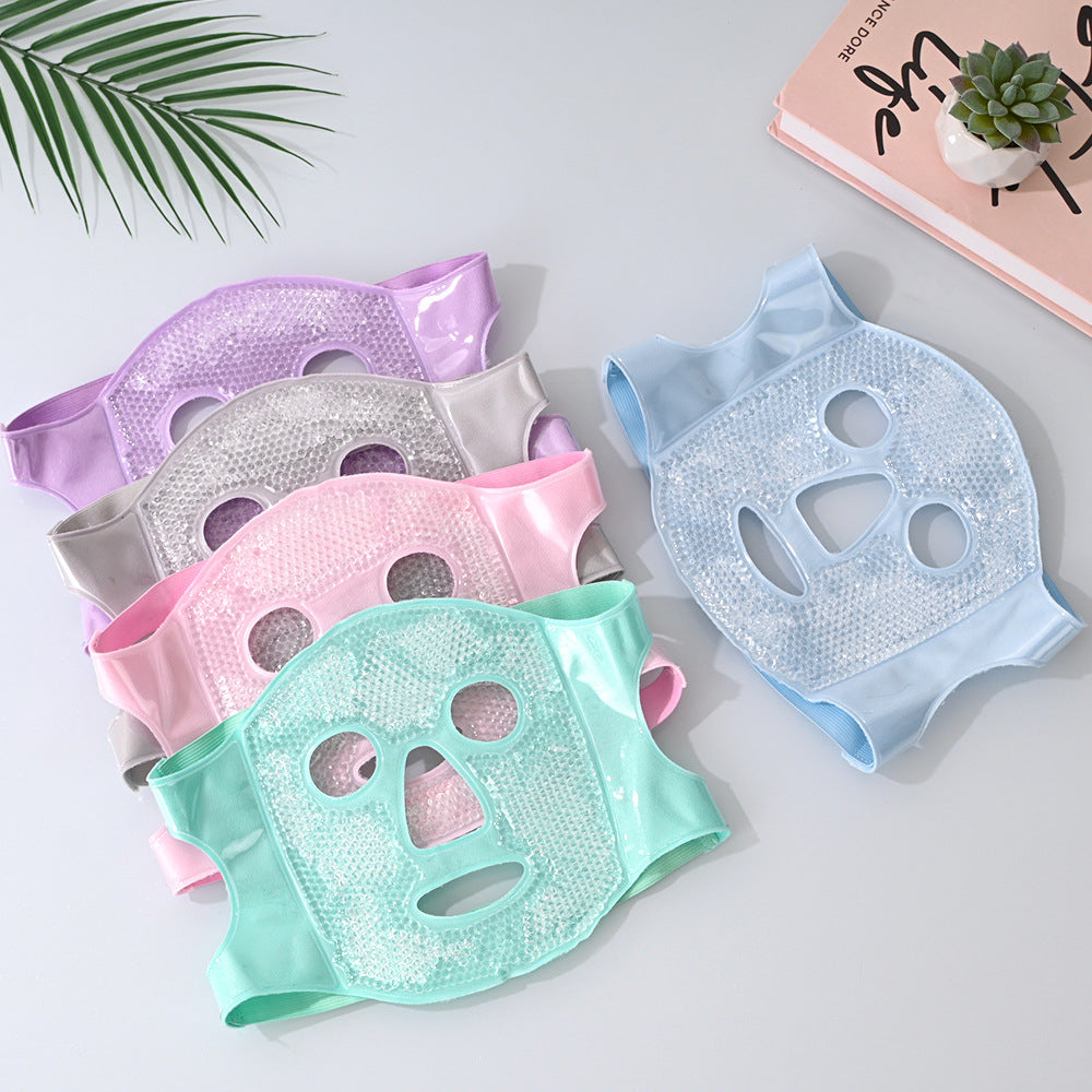Green Reusable Cooling Gel Bead Face Mask and Eye Mask Set - Soothing Therapy for Puffy Eyes, Headaches and Facial Relaxation