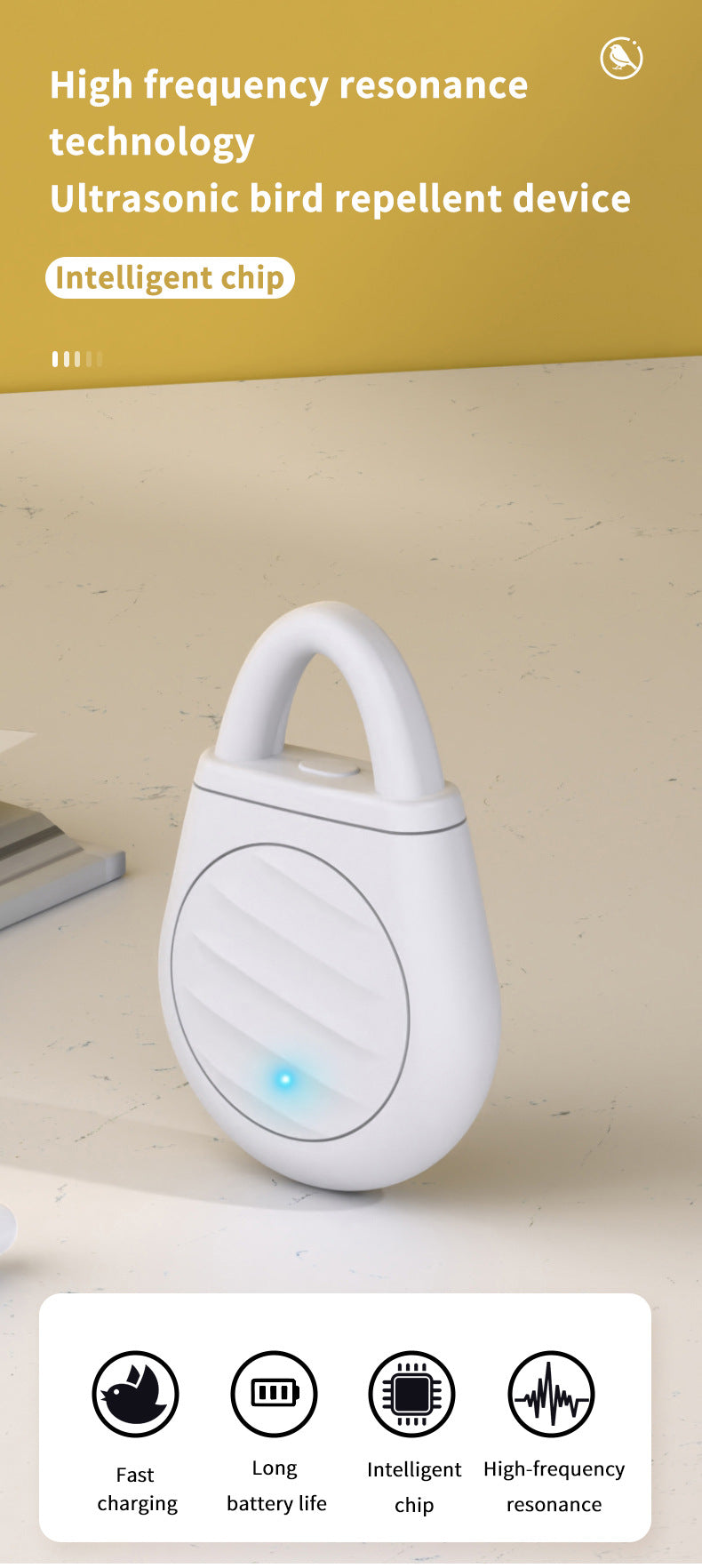 2 Pcs Black Portable Ultrasonic Pest Repeller - Rechargeable Mosquito & Bird Repellent Device | 3-Mode for Indoor, Outdoor & Camping