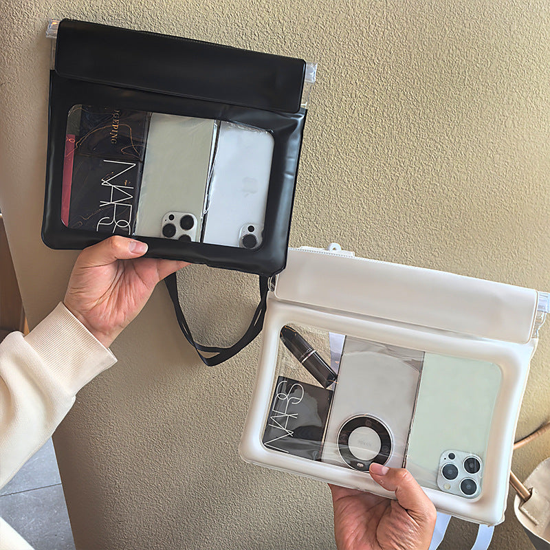 2 Pcs Cartoon Dog Pattern On White Background Cute Floating Waterproof Pouch - Touch-Sensitive Screen & Adjustable Strap