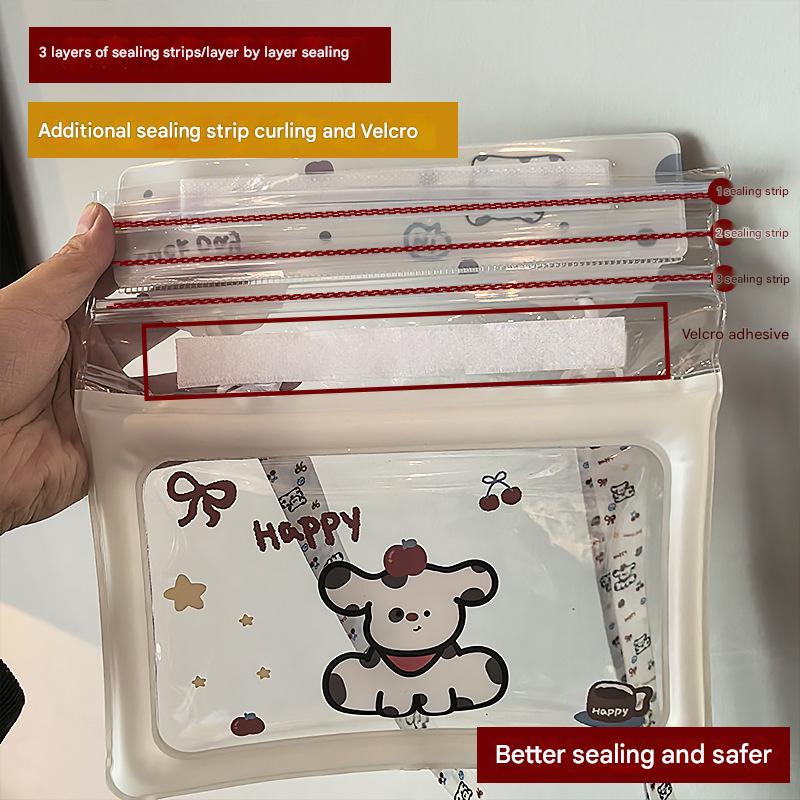 2 Pcs White Flower Pattern On Light Green background Cute Floating Waterproof Pouch - Touch-Sensitive Screen & Adjustable Strap