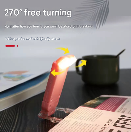 2 Pcs Blue USB Rechargeable Clip-on LED Book Light - 3 Color Modes & Dimmable Brightness for Eye-Caring Reading