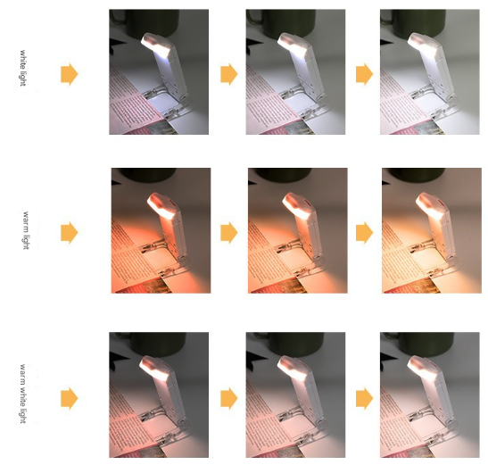 2 Pcs Blue USB Rechargeable Clip-on LED Book Light - 3 Color Modes & Dimmable Brightness for Eye-Caring Reading