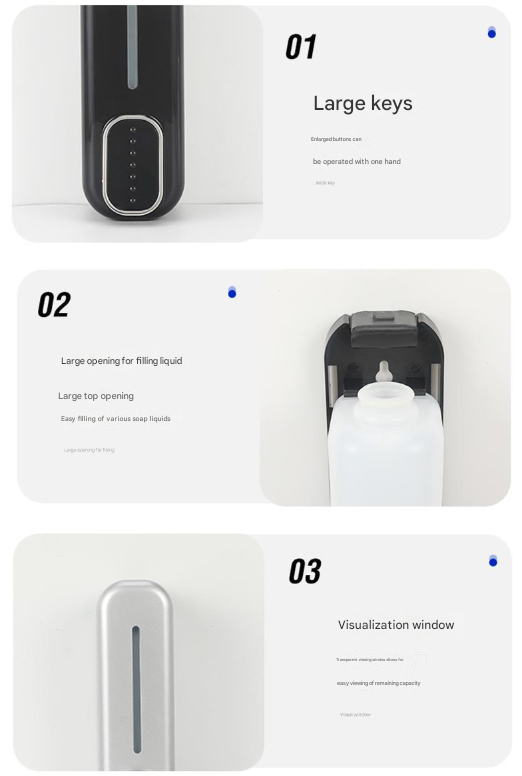 2 Pcs (White + Black) Modern Wall-Mounted Press Soap Dispenser - 300ml Refillable Pump for Bathroom & Kitchen