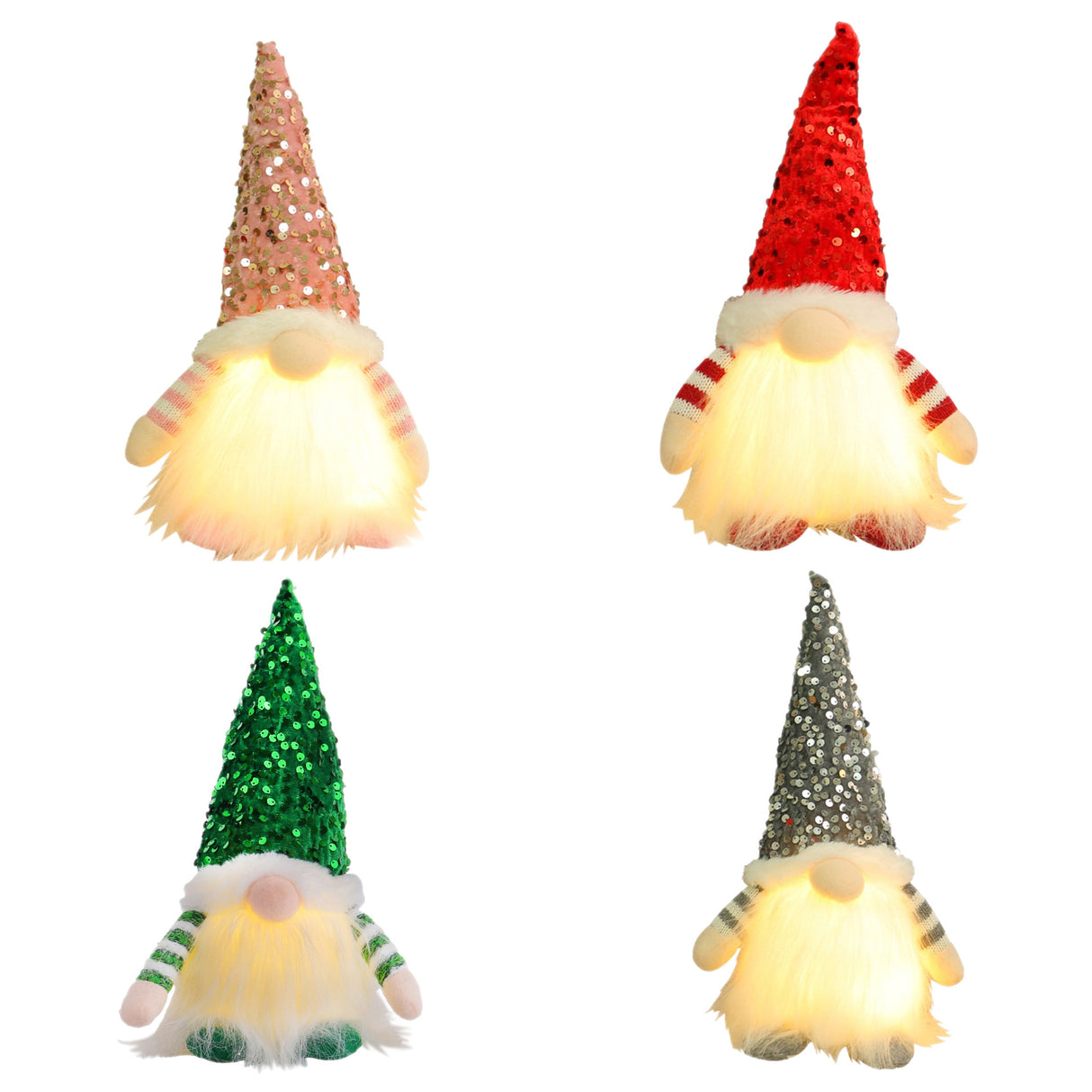 2 Pcs Pink Charming Light-Up Christmas Gnome - Festive Nordic Plush Holiday Decoration