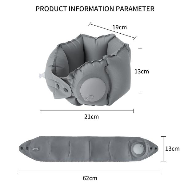 Light Grey Press-Pump Inflatable Travel Pillow - Ultra-Lightweight Ergonomic 360° Neck Support