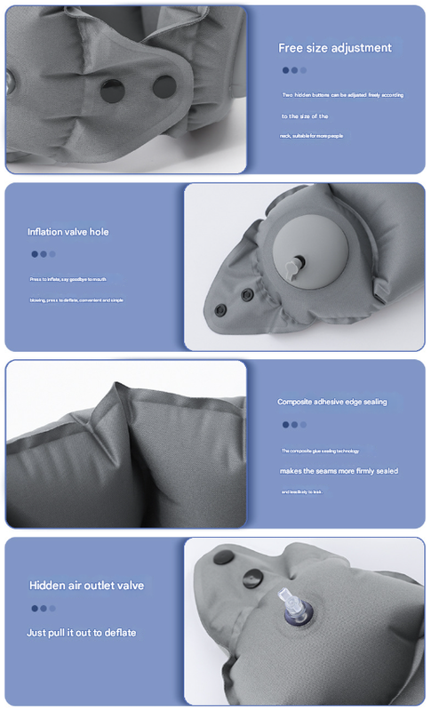 Dark Grey Press-Pump Inflatable Travel Pillow - Ultra-Lightweight Ergonomic 360° Neck Support