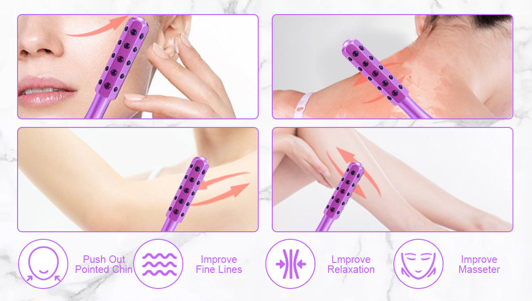 Purple Germanium Stone Facial Roller - Uplifting & Sculpting Beauty Massager for Face and Body