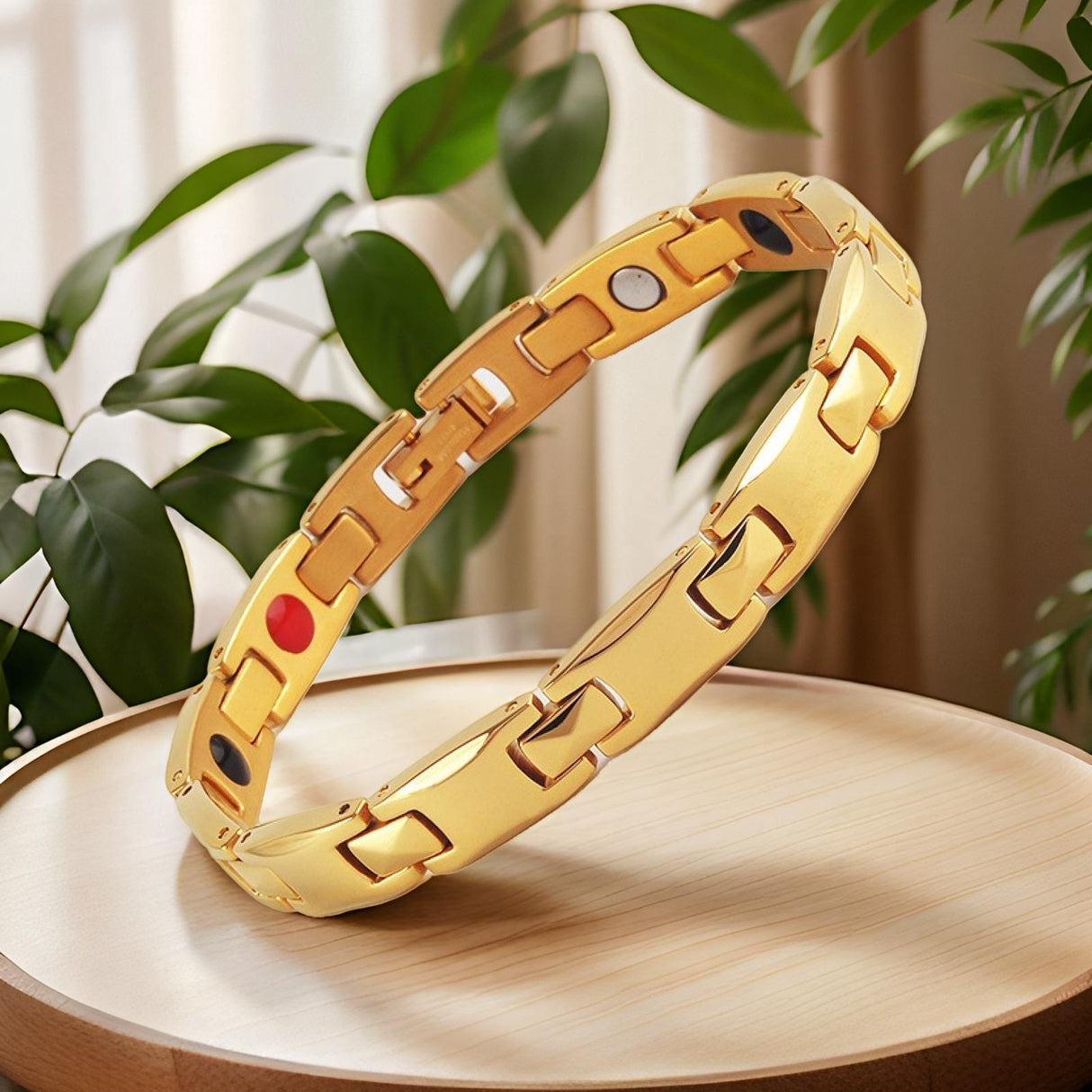 Silver Women's Titanium Steel Magnetic Bracelet with Negative Ions and Germanium Elements