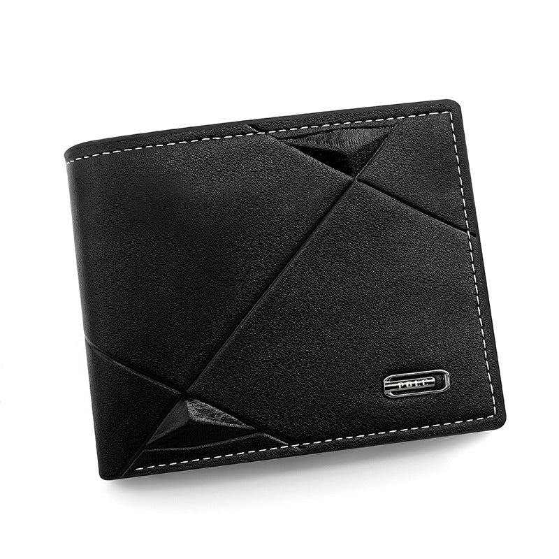 Black Men's PU Leather Bifold Wallet - Slim Short Design with Zipper Coin Pocket - Multi Card Slots and ID Window for Everyday Use