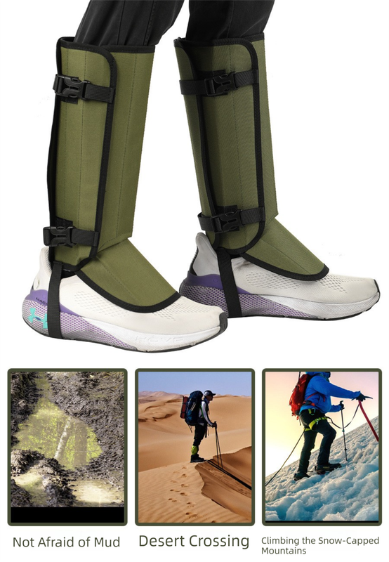 Camouflage khaki Outdoor Waterproof Leg Gaiters - Anti-Snake Bite & Scratch Protection Boot Covers - Breathable Nylon Oxford Leg Guards for Hiking Camping