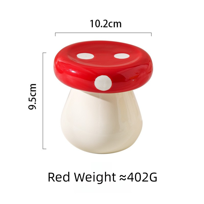 Red Stylish Mushroom Ceramic Toothpick Holder and Cotton Swab Jar for Home Kitchen Table Decor(Excluding cotton swabs, dental floss, etc.)