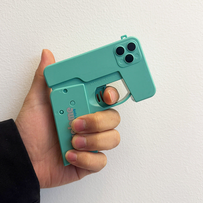 2 Pcs Green Mini Foldable Phone Water Gun - Portable Dual-Nozzle Spray Toy for Summer Fun and Stress Relief