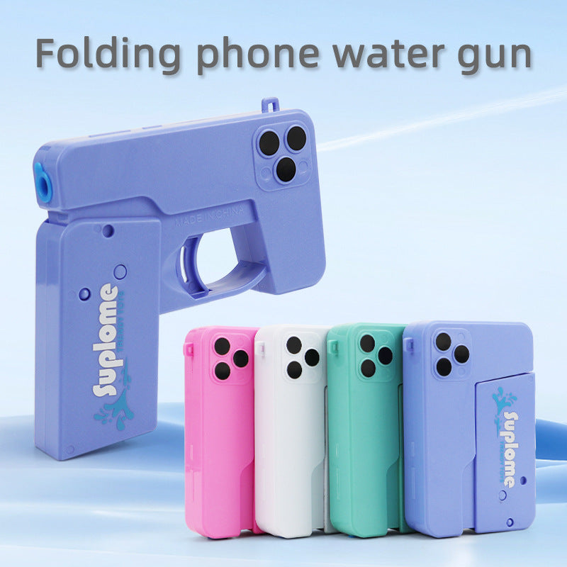 2 Pcs Pink Mini Foldable Phone Water Gun - Portable Dual-Nozzle Spray Toy for Summer Fun and Stress Relief