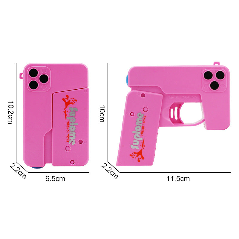2 Pcs Grey Mini Foldable Phone Water Gun - Portable Dual-Nozzle Spray Toy for Summer Fun and Stress Relief