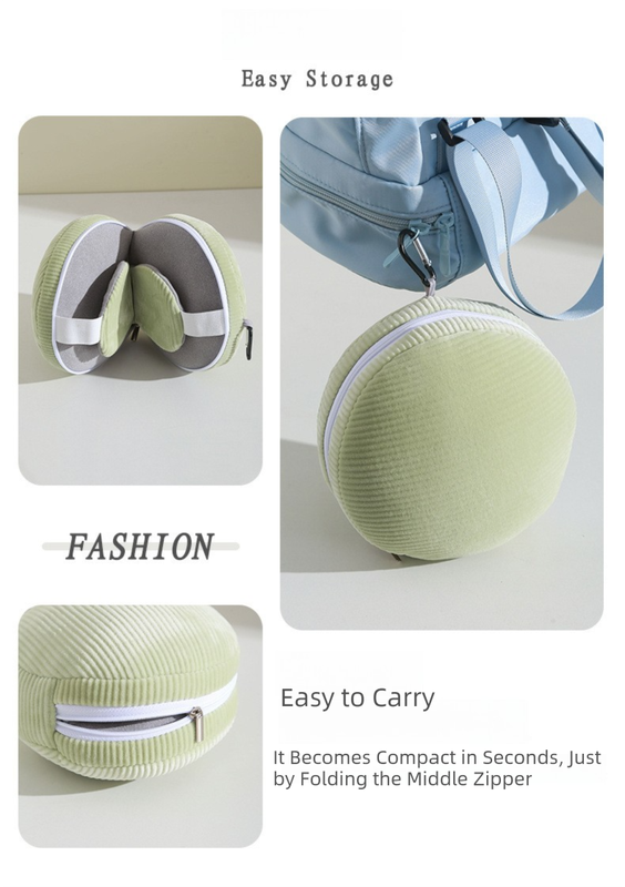 Brown and Grey 3-in-1 Foldable Sleep Eye Mask with Neck Pillow - Compact Travel Pillow for Airplane, Office Naps and Restful Sleep