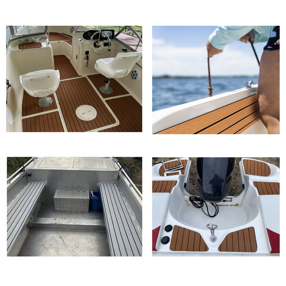 Grey Striped EVA Boat Deck Mat - Waterproof Non-Slip Flooring for Yacht, Boat, and Outdoor Use(2400x300x6mm)