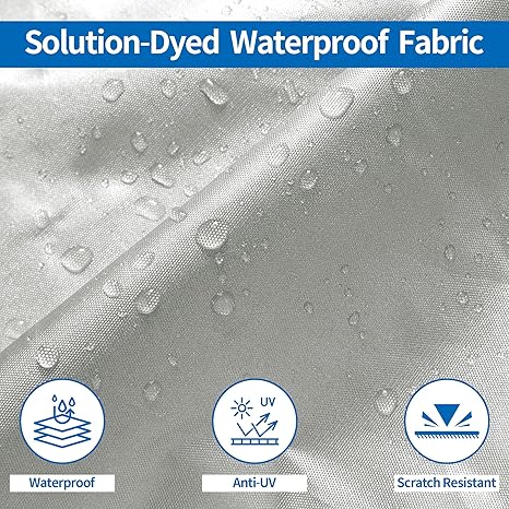 Grey Heavy Duty Waterproof Tarp Covers with Storage Bag, Fits V-Hull, Fish&Ski, Pro-Style, Fishing, Runabout, Bass Boats, 14-16FT(530cm*290cm)